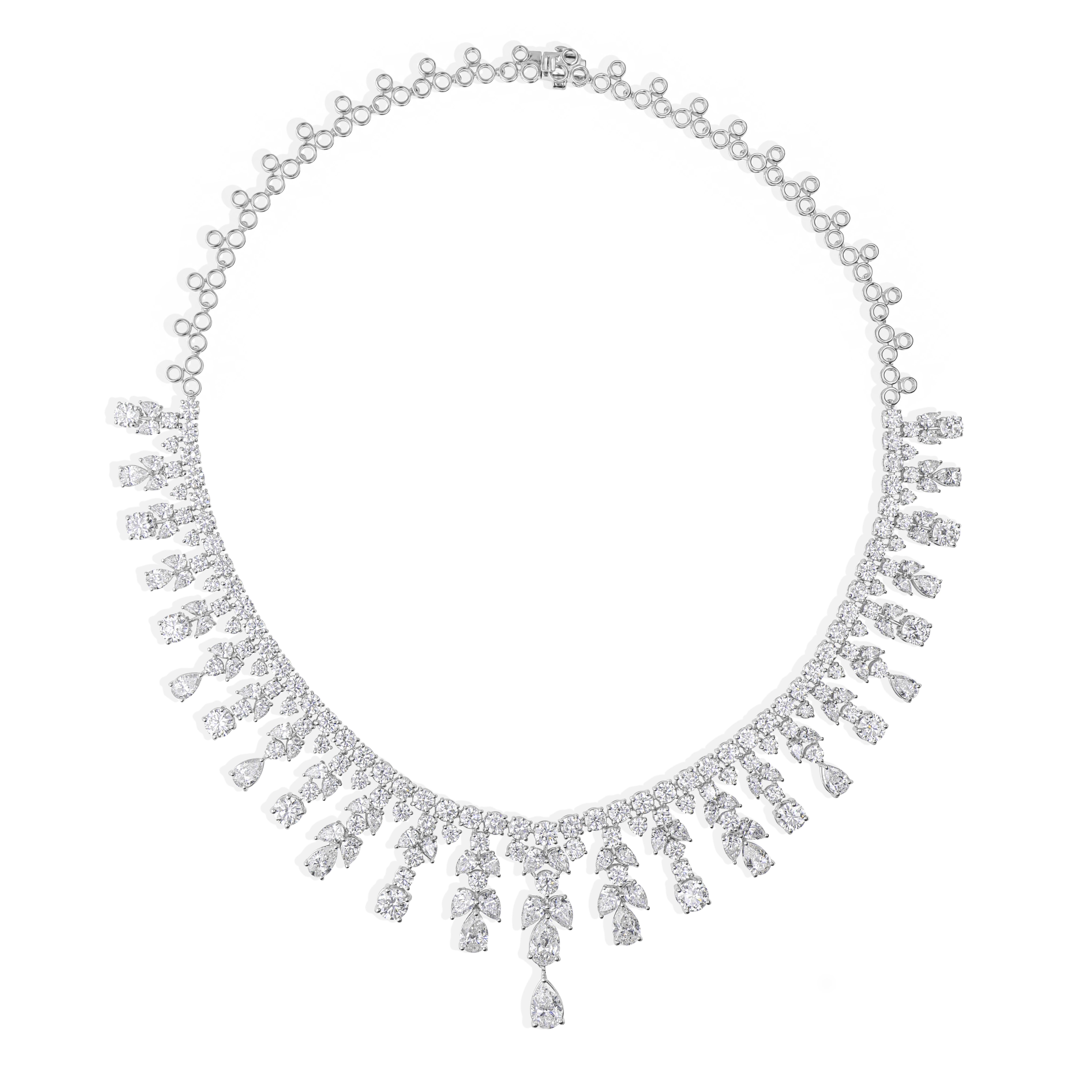 37,63 CTW Diamante naturale SI/HI Collana girocollo in oro bianco massiccio 18k In condizioni Nuovo in vendita a Diera, Dubai