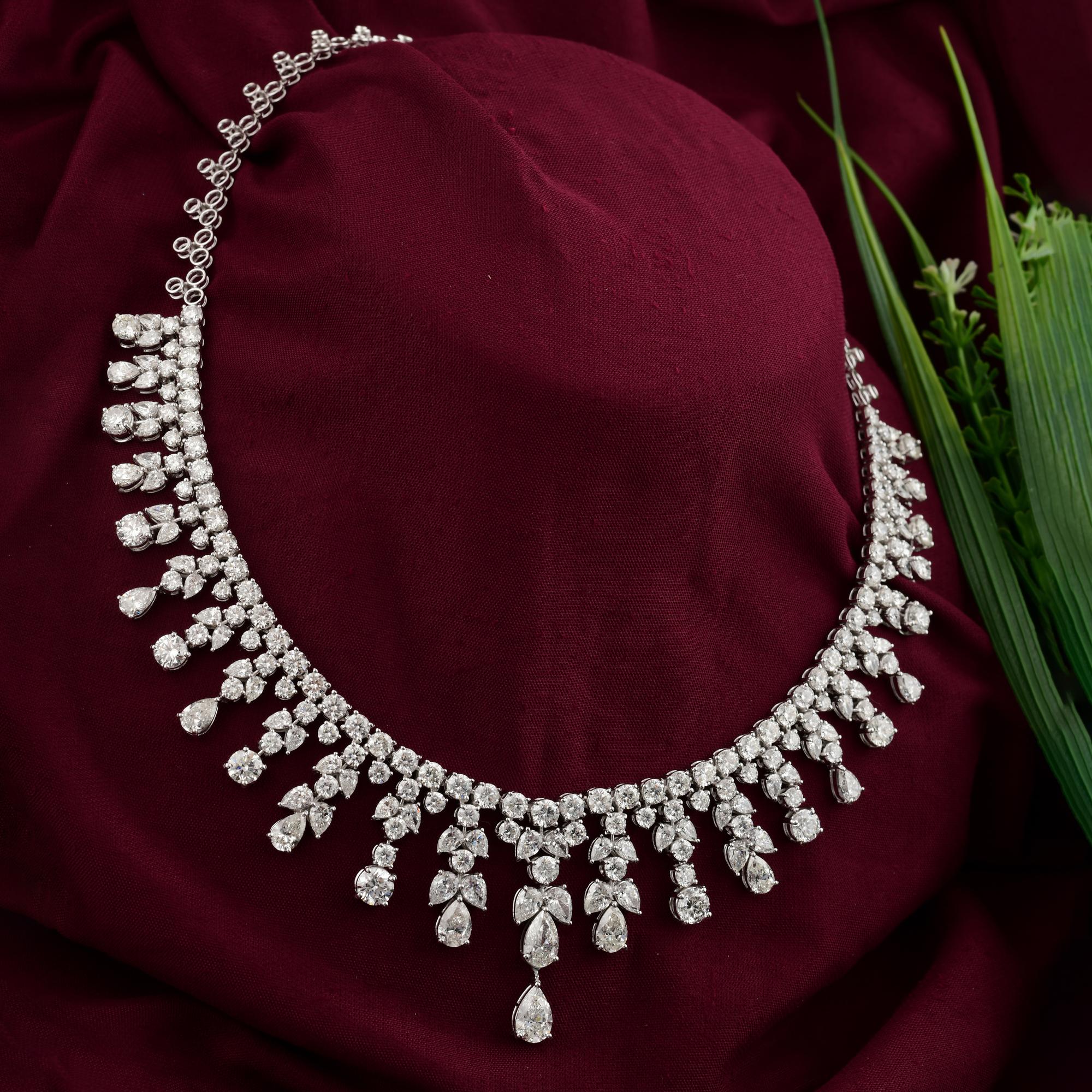 Donna 37,63 CTW Diamante naturale SI/HI Collana girocollo in oro bianco massiccio 18k in vendita