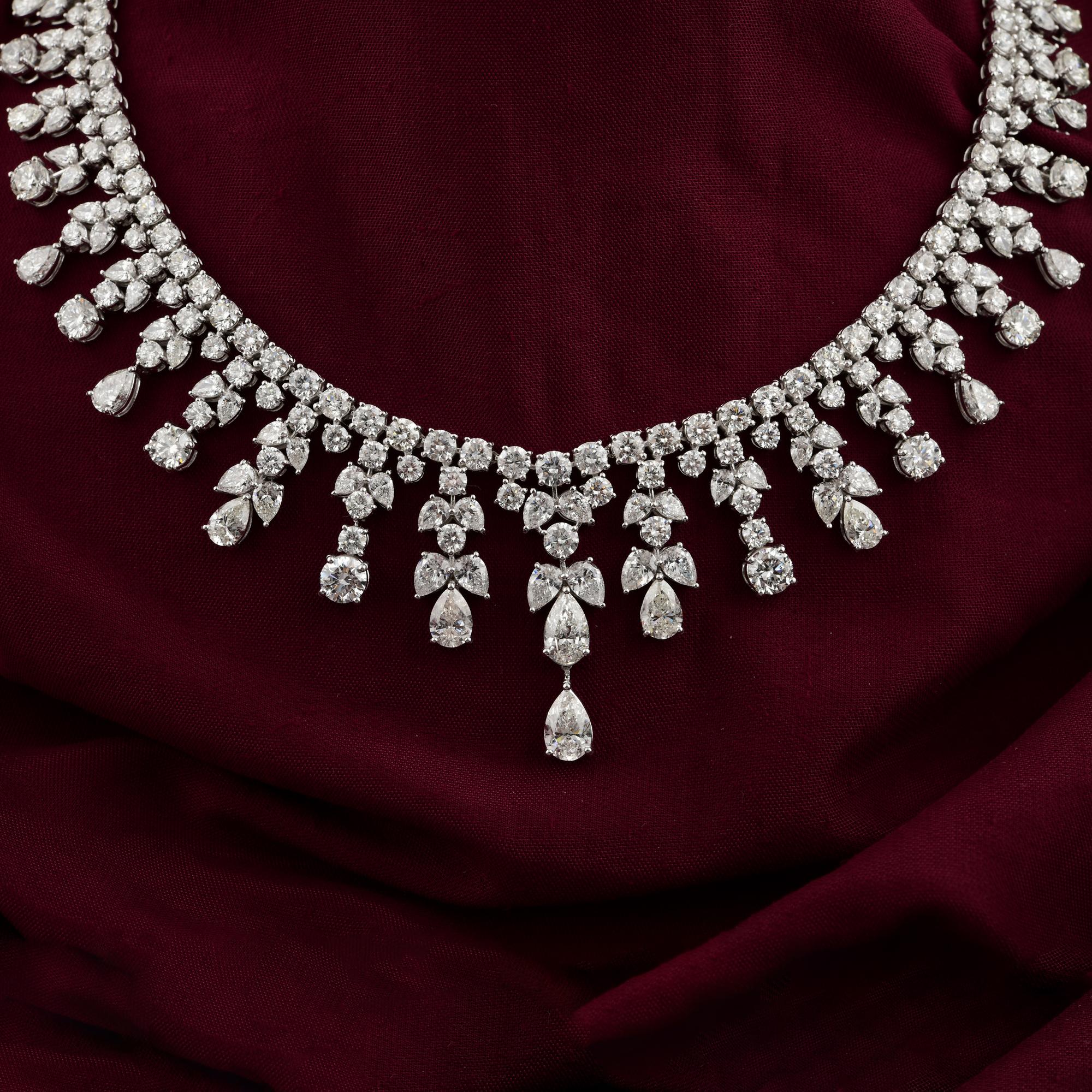 37,63 CTW Diamante naturale SI/HI Collana girocollo in oro bianco massiccio 18k in vendita 1