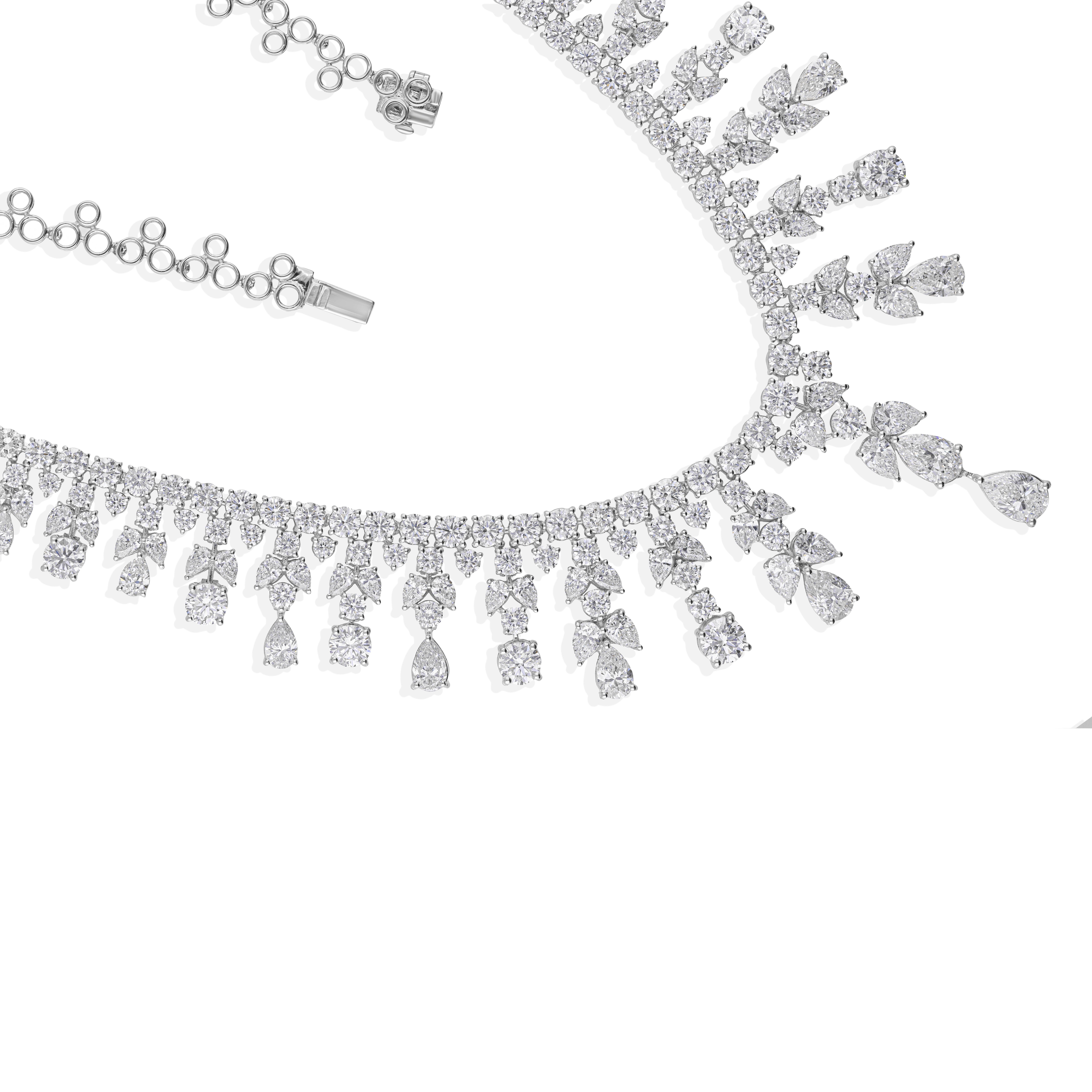 37,63 CTW Diamante naturale SI/HI Collana girocollo in oro bianco massiccio 18k in vendita 2