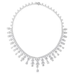 37.63 CTW Natural Diamond SI/HI Wedding Choker Necklace in 18k Solid White Gold