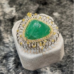 37.65 Carats Emerald Unique Piece Head Turner 18K Pendant With Diamonds