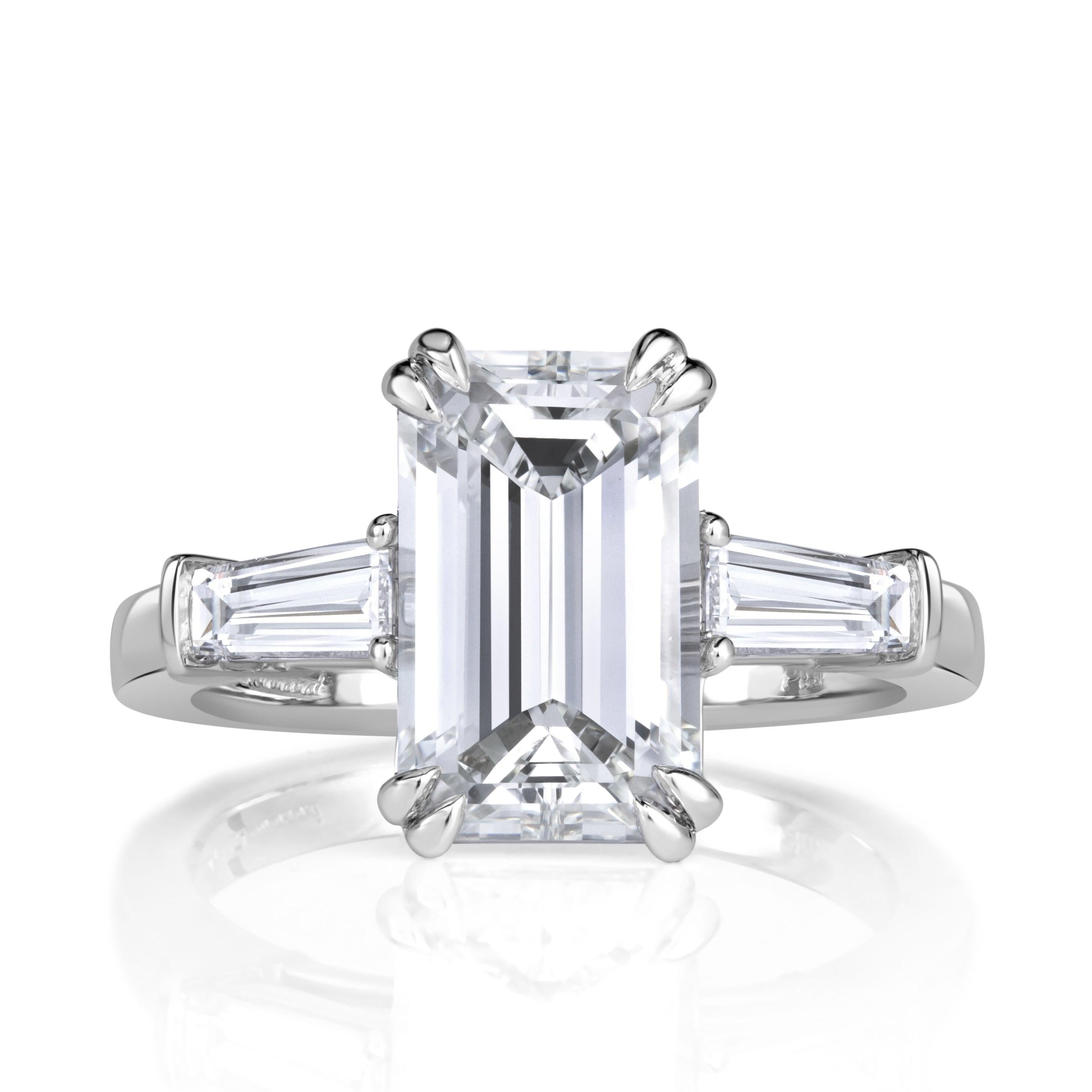 3.76ct Emerald Cut Diamond Engagement Ring For Sale