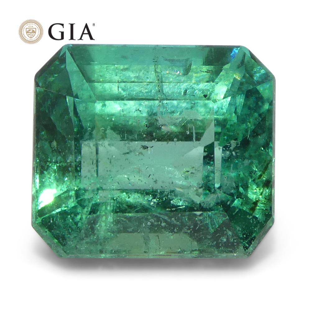 3.76ct Octagonal/Emerald Cut Green Emerald GIA Certified Zambia (F1) Neuf - En vente à Toronto, Ontario