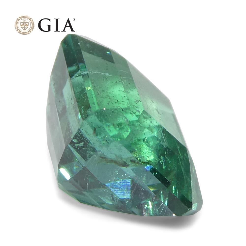 3.76ct Octagonal/Emerald Cut Green Emerald GIA Certified Zambia (F1) en vente 2
