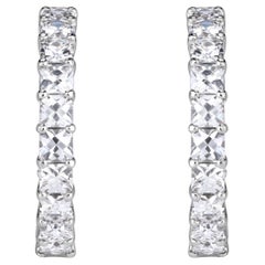 3.76ct Pixel Cut Diamond Hoop Earrings in 18K White Gold