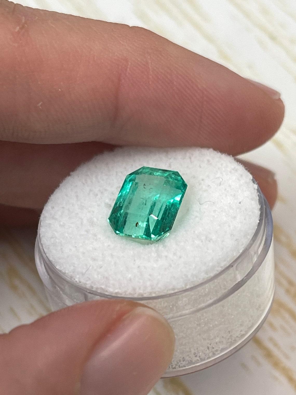 3.76ct Transparent Green Colombian Emerald 10.3x8.3mm Emerald Cut Genuine May For Sale 1