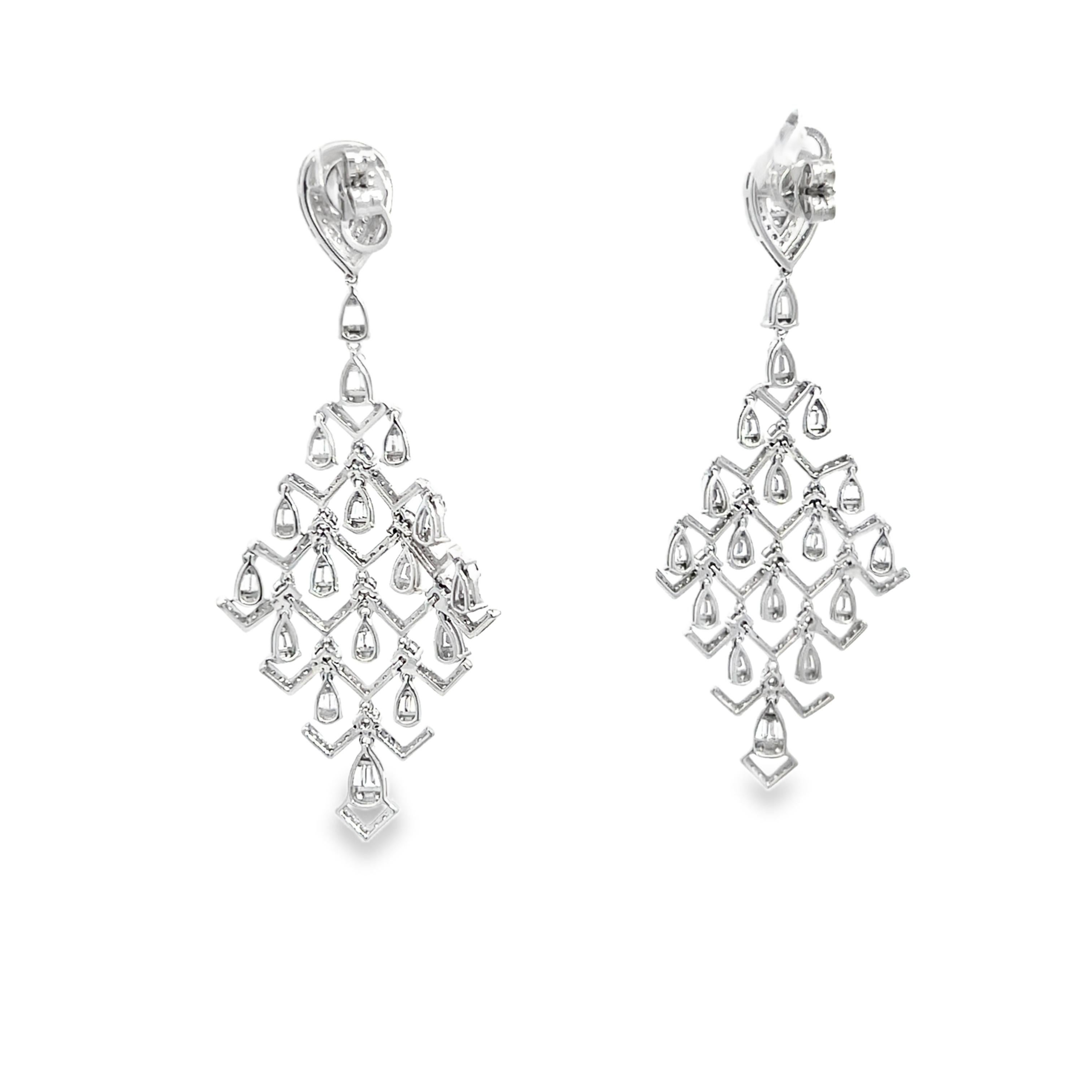 3.77 Carat Diamond Chandelier Earrings For Sale 4