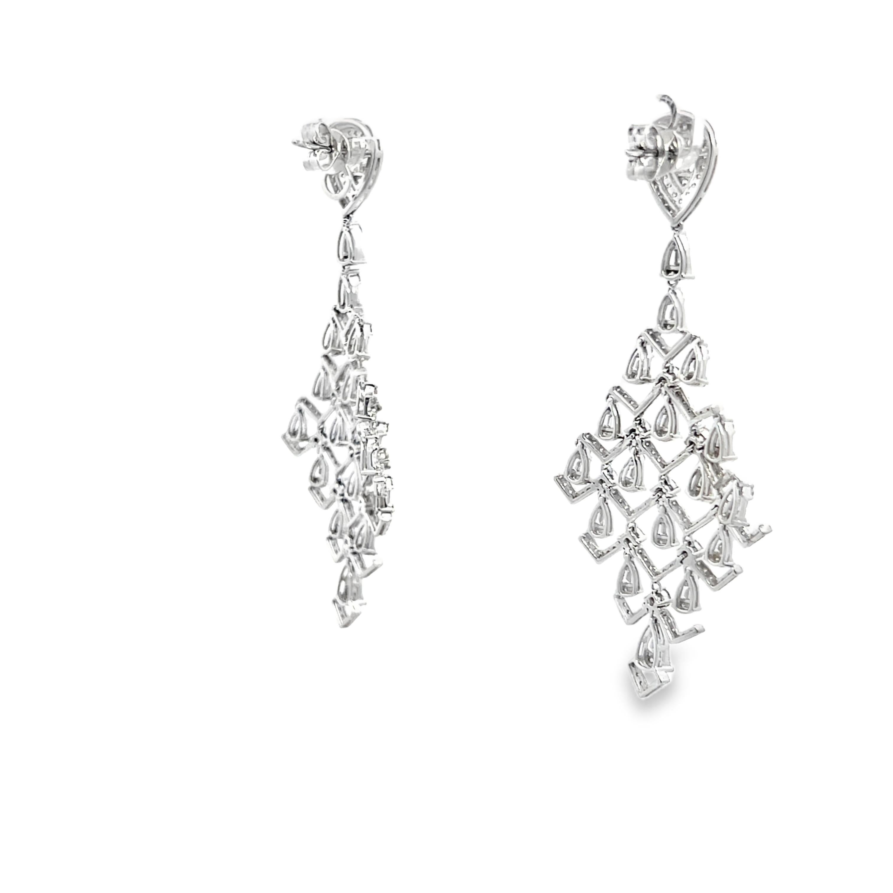 3.77 Carat Diamond Chandelier Earrings For Sale 5