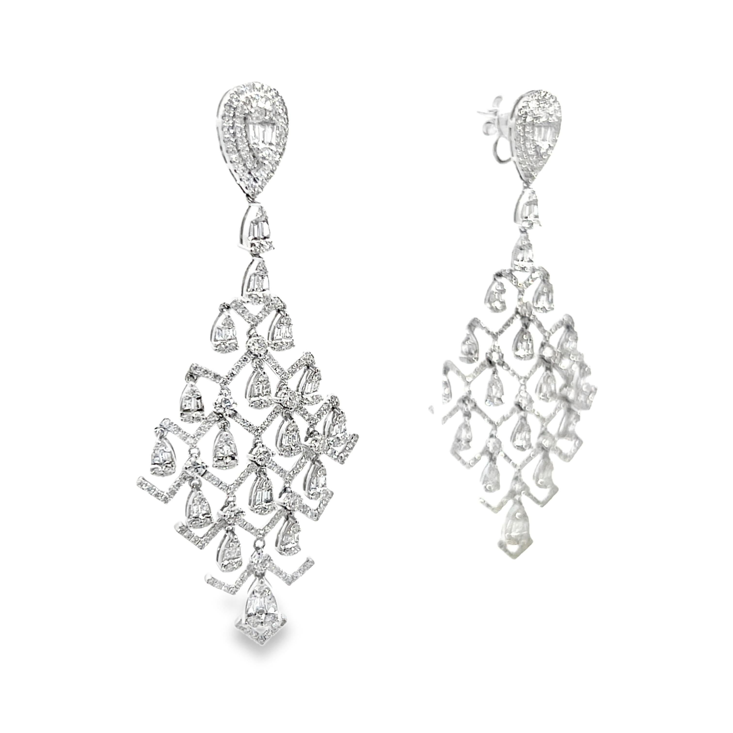 3.77 Carat Diamond Chandelier Earrings For Sale 6