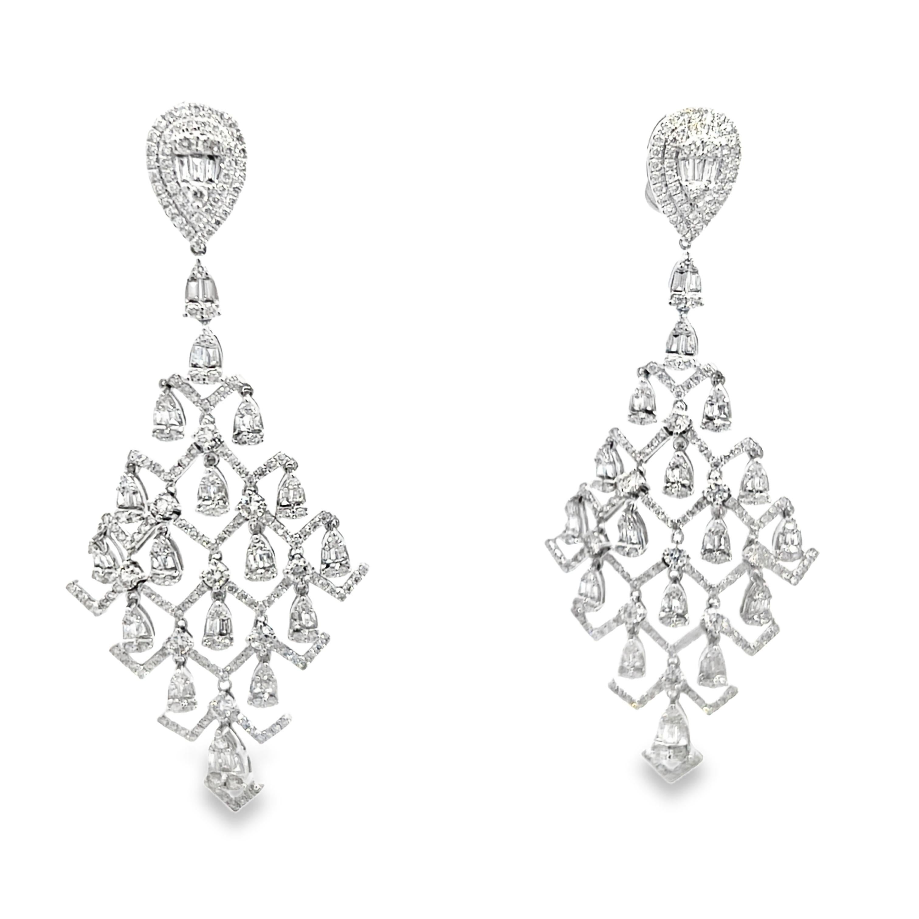 3.77 Carat Diamond Chandelier Earrings For Sale 7