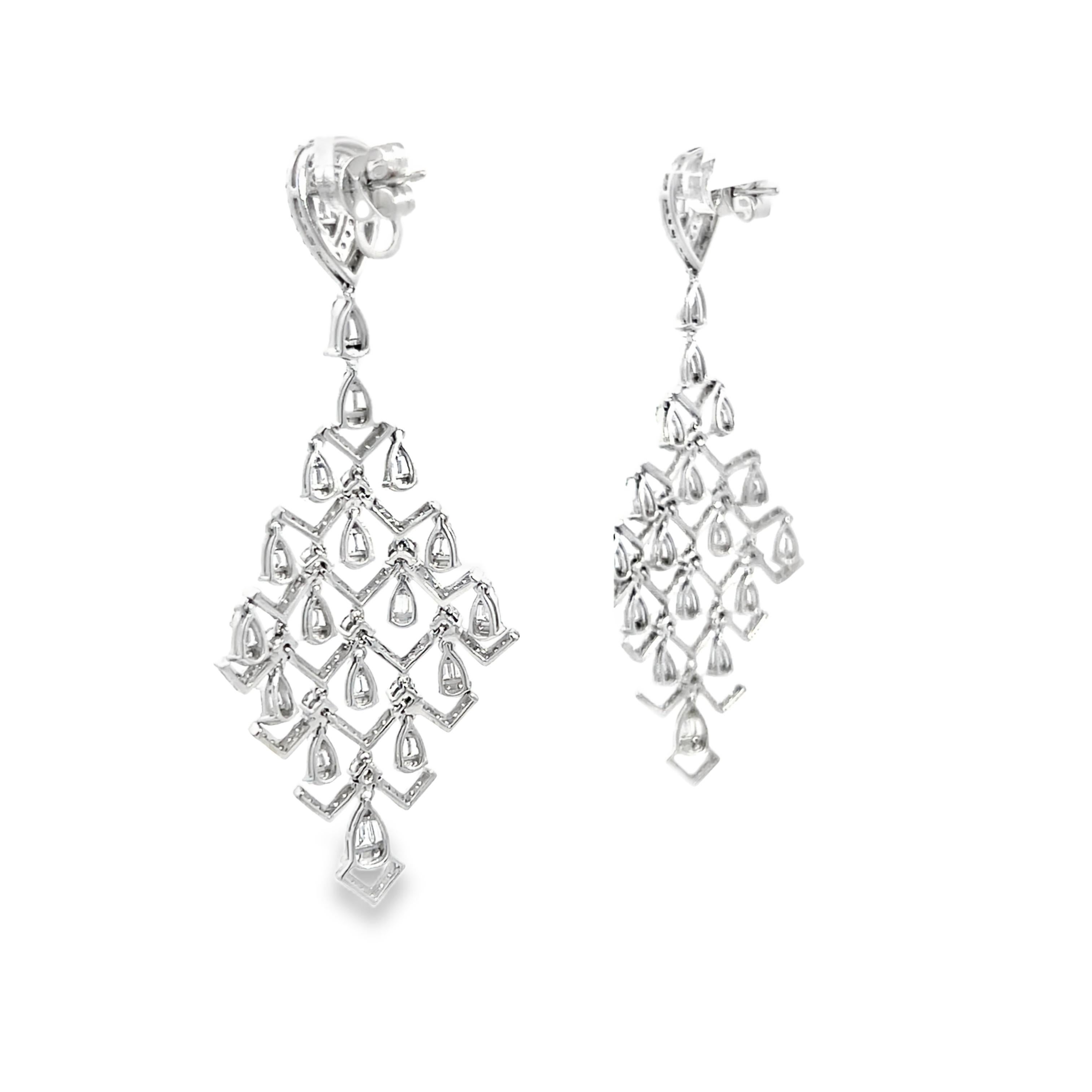 3.77 Carat Diamond Chandelier Earrings For Sale 3