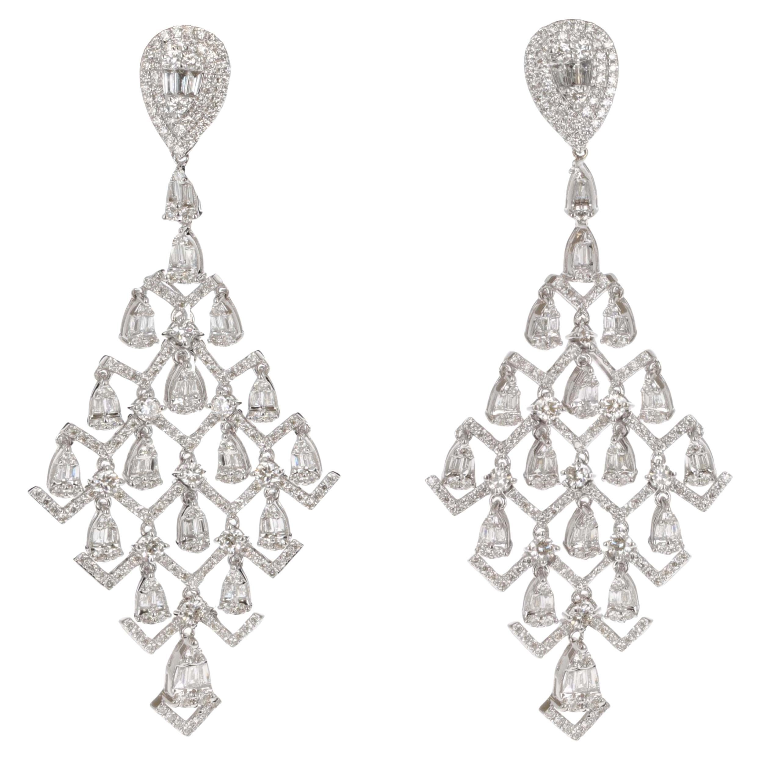 3.77 Carat Diamond Chandelier Earrings