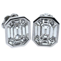 3.77 Carat Diamond Optical Illusion Large Studs in White Gold