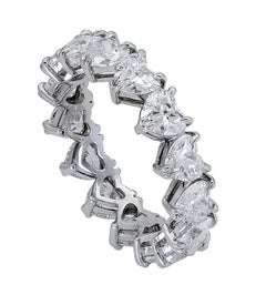 3.77 Carat Heart Shape Diamond Eternity Wedding Band in Platinum