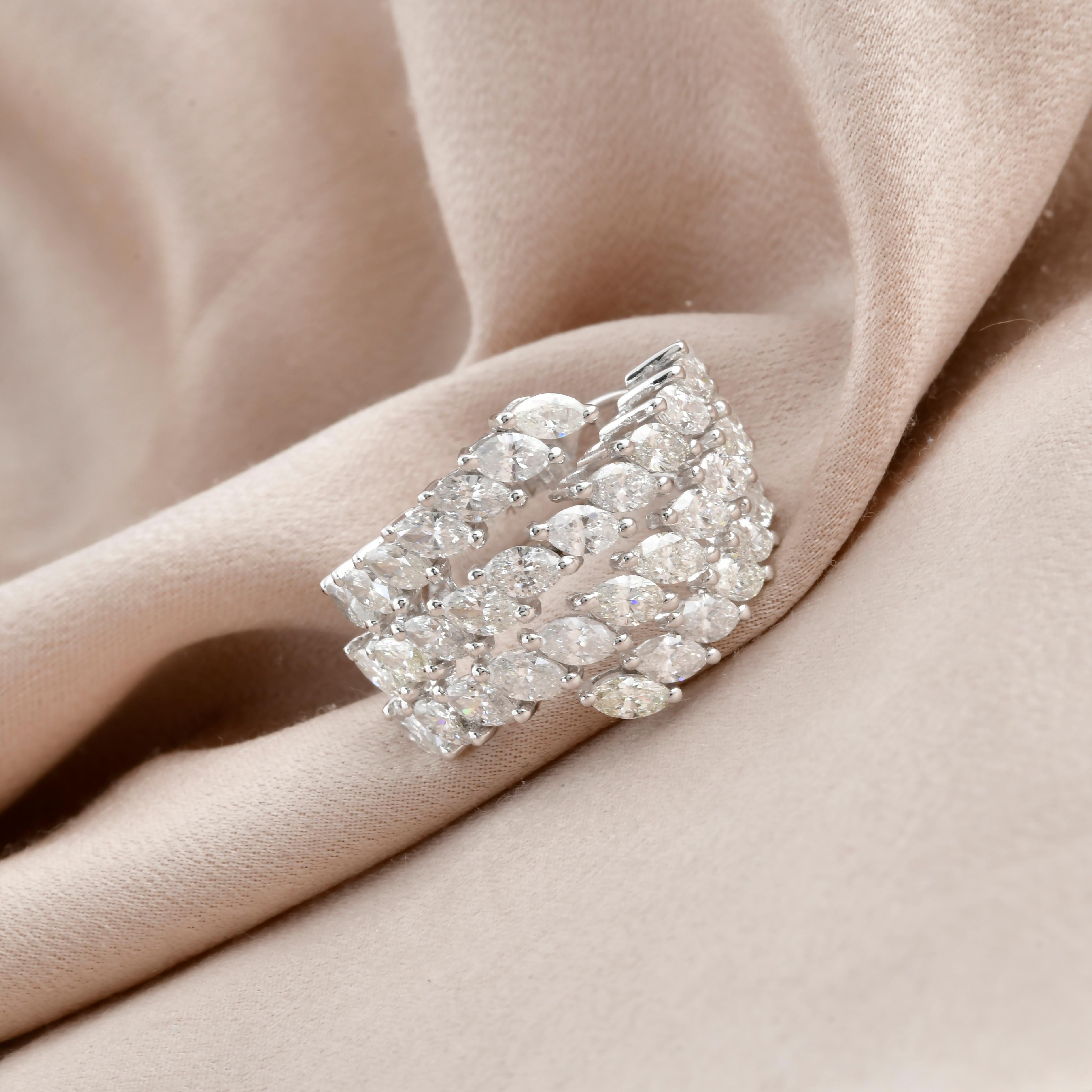 Taille Marquise Bague enveloppante en or blanc massif 18 carats avec diamants marquises de 3,77 carats, faite à la main en vente