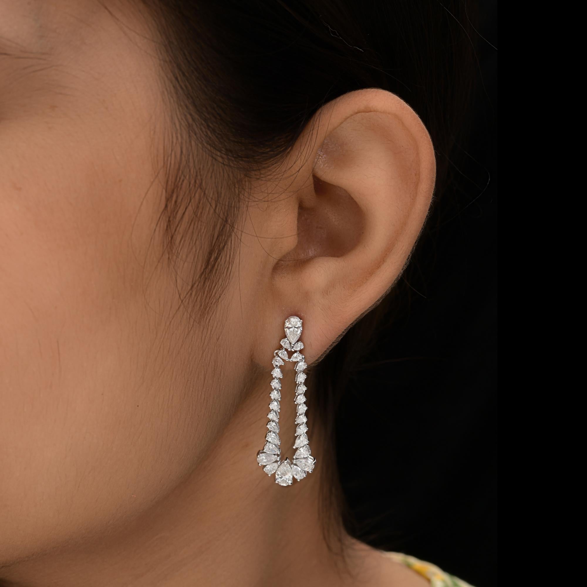 Modern 3.77 Carat SI/H Pear Brilliant Cut Diamond Dangle Earrings 14 Karat White Gold For Sale