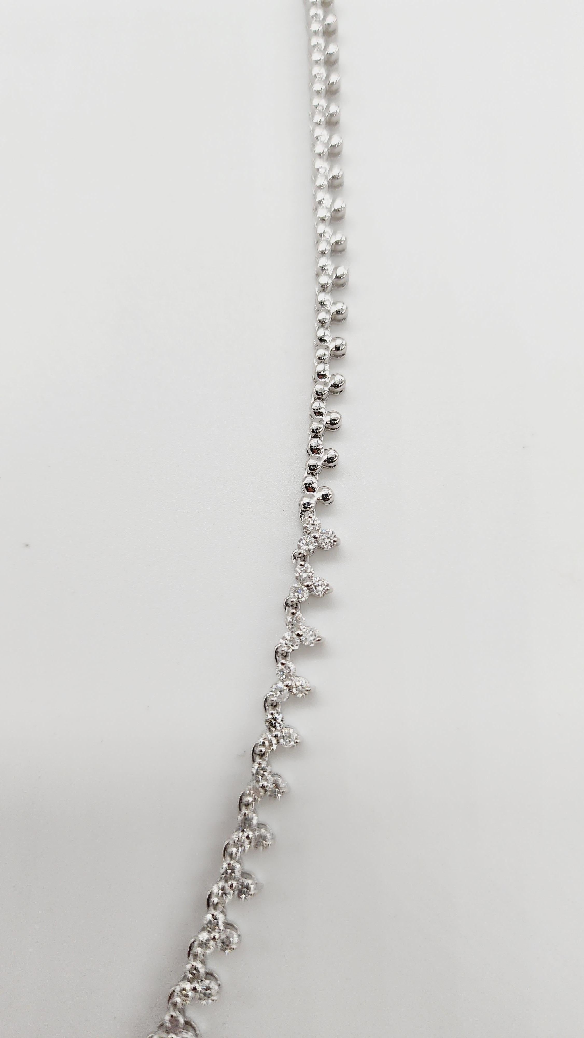 Women's 3.77 Carats Diamond Flower Shape White Gold Necklace 14 Karat 16'' For Sale