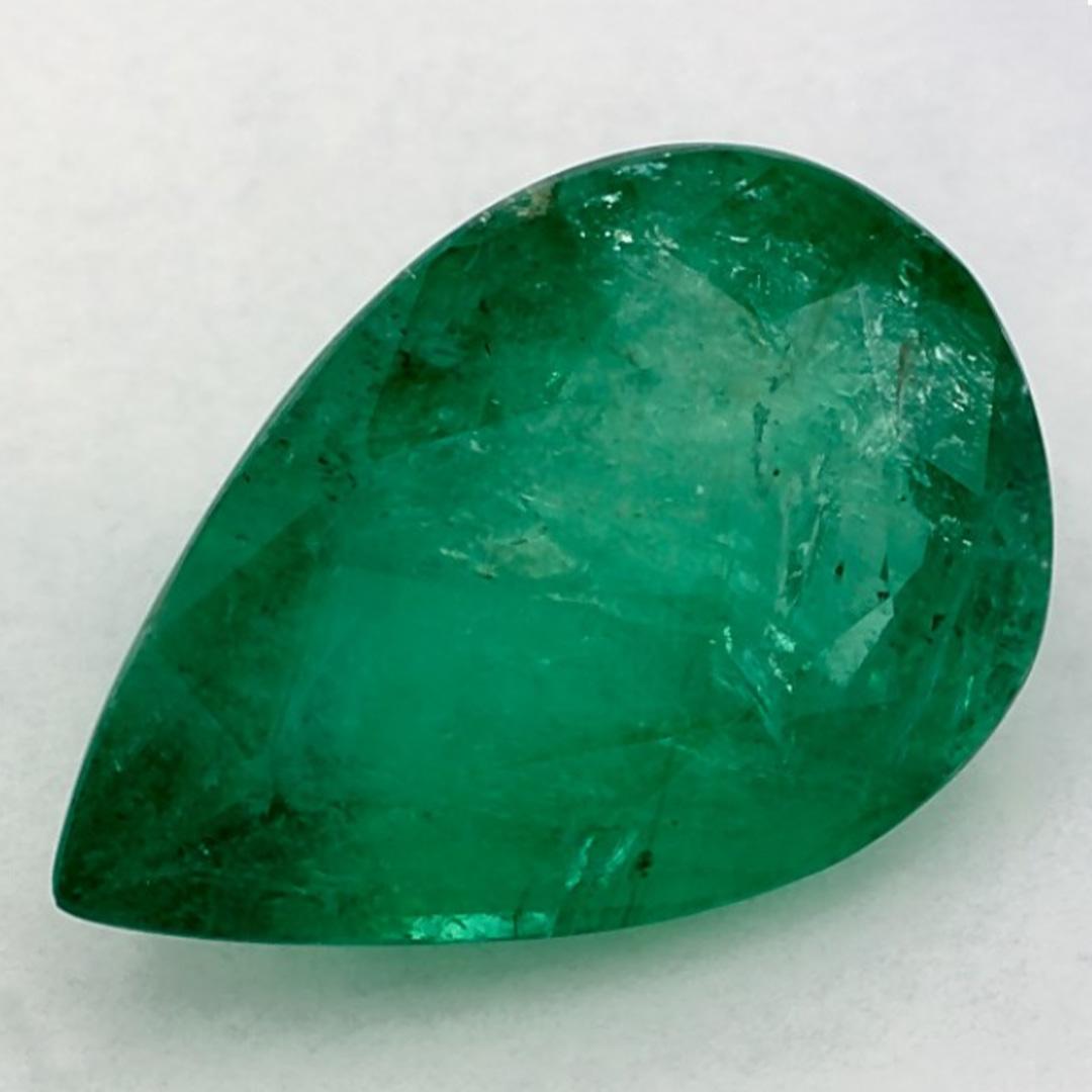 Pear Cut 3.77 Ct Emerald Pear Loose Gemstone For Sale