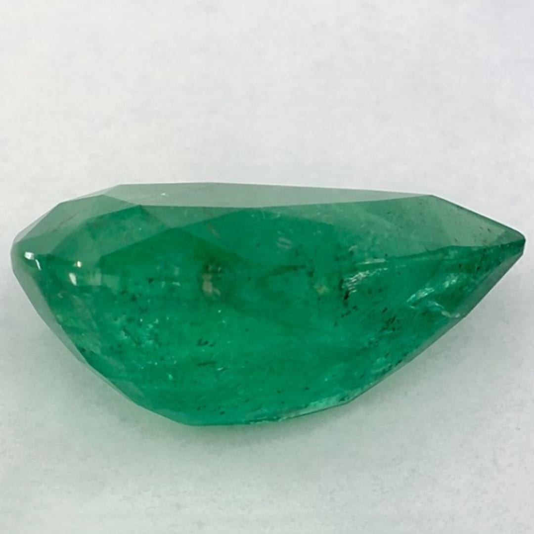 3.77 Ct Emerald Pear Loose Gemstone In New Condition For Sale In Fort Lee, NJ