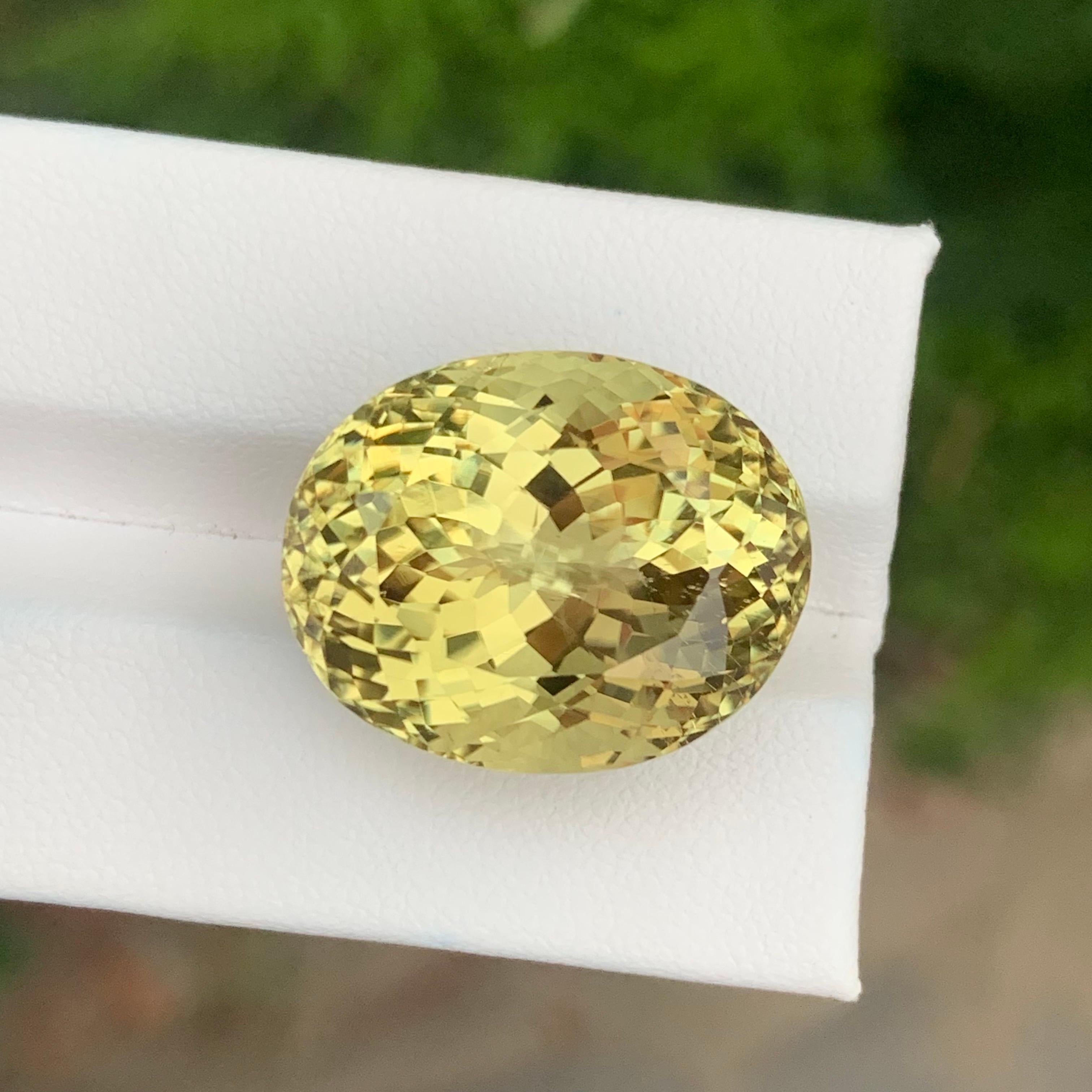 37.70 Carat Natural Loose Yellow Kunzite Oval Shape Gemstone For Sale 4