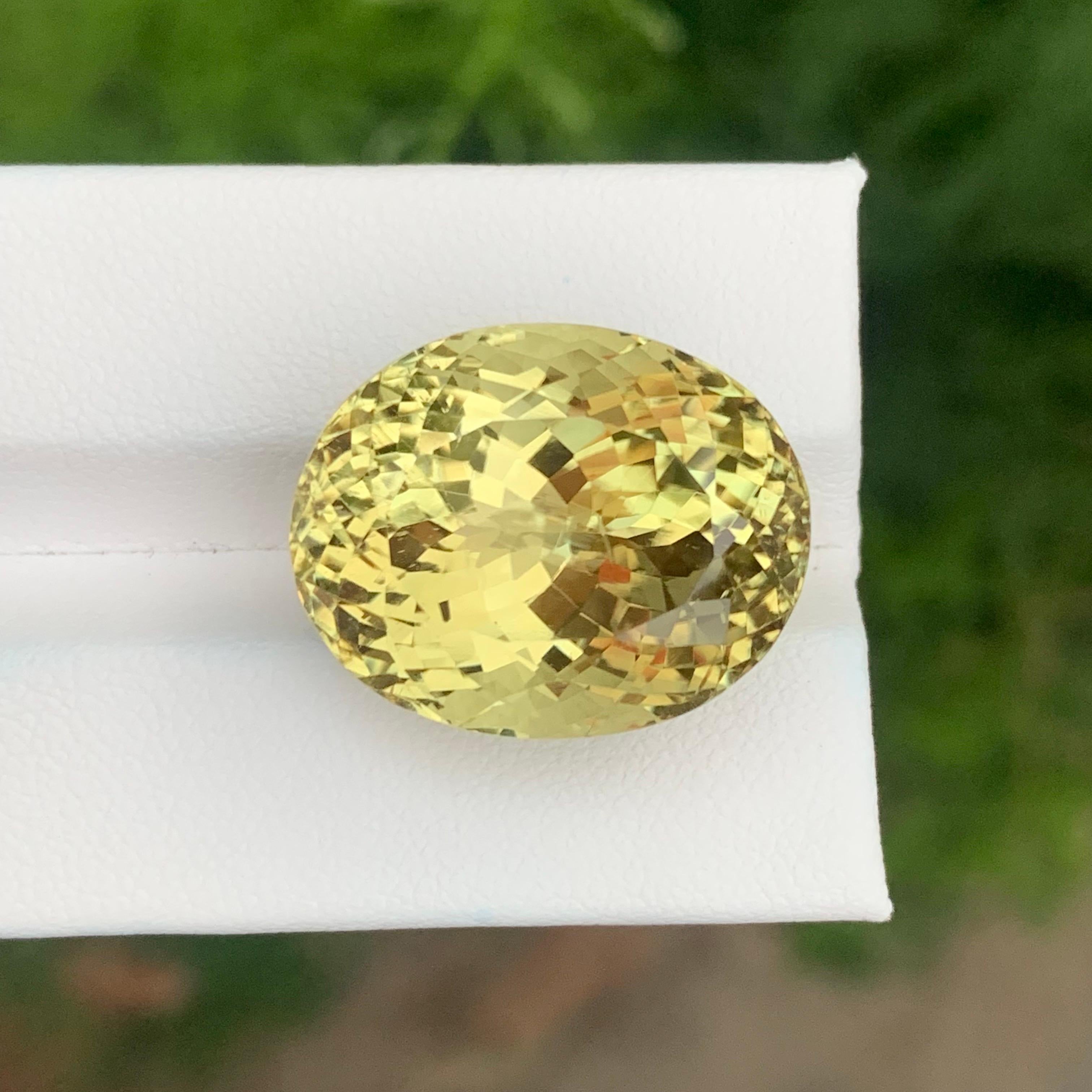 Faceted Yellow Kunzite 

Weight: 37.70 Carat 
Dimension: 21 x 17.2 x 14.7 Mm
Colour: Yellow 
Treatment: None
Certificate: On Demand 

Faceted Yellow Kunzite is a rare and captivating variety of the spodumene family, known for its delicate yellow hue