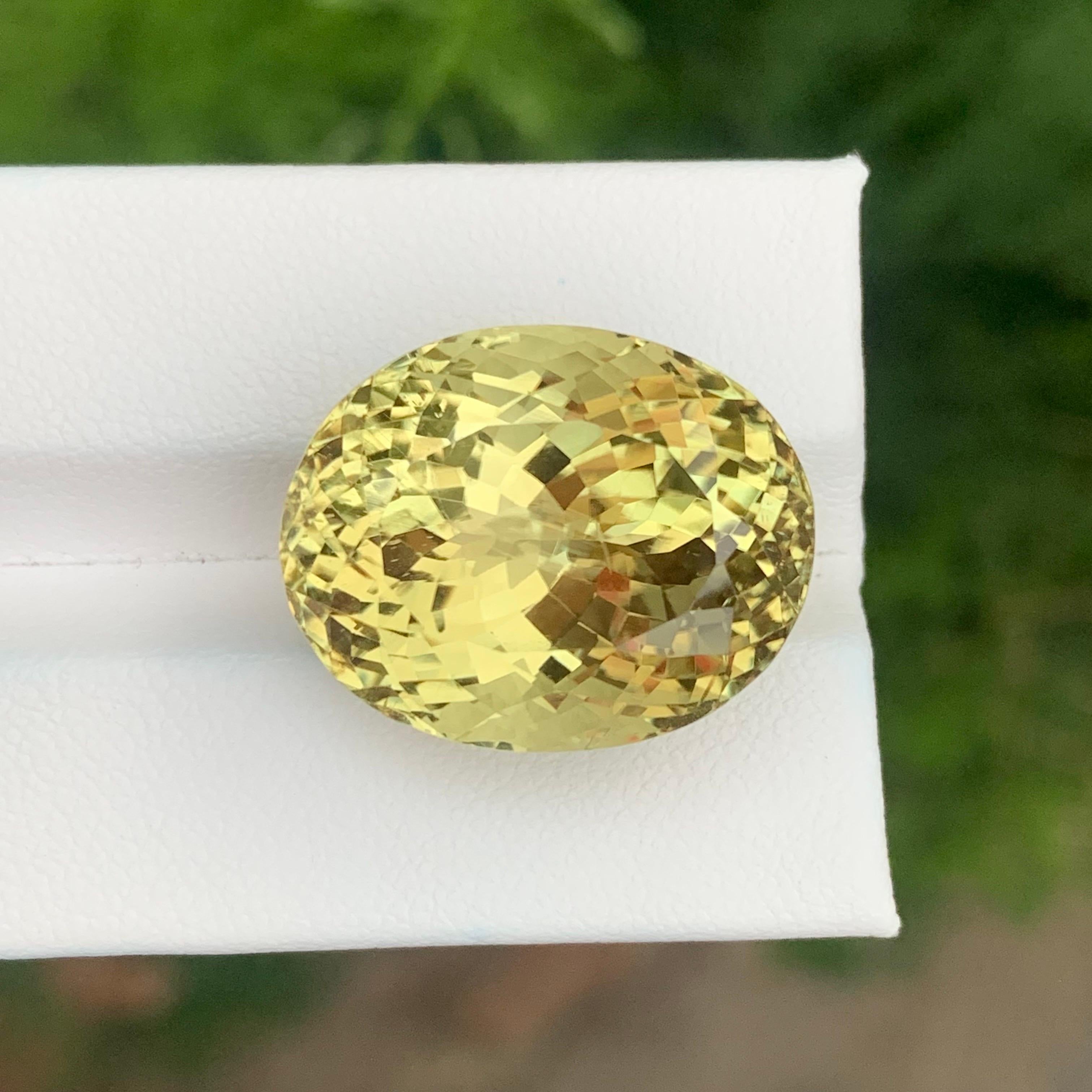 Arts and Crafts 37.70 Carat Natural Loose Yellow Kunzite Oval Shape Gemstone For Sale
