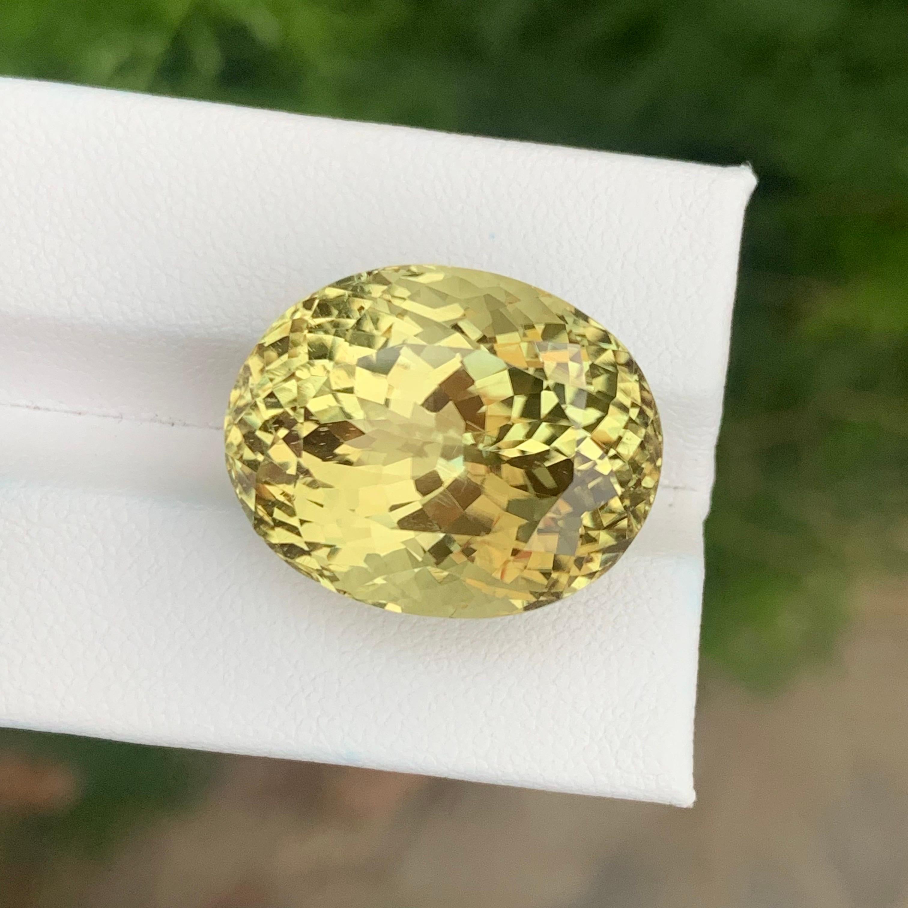 37.70 Carat Natural Loose Yellow Kunzite Oval Shape Gemstone For Sale 2