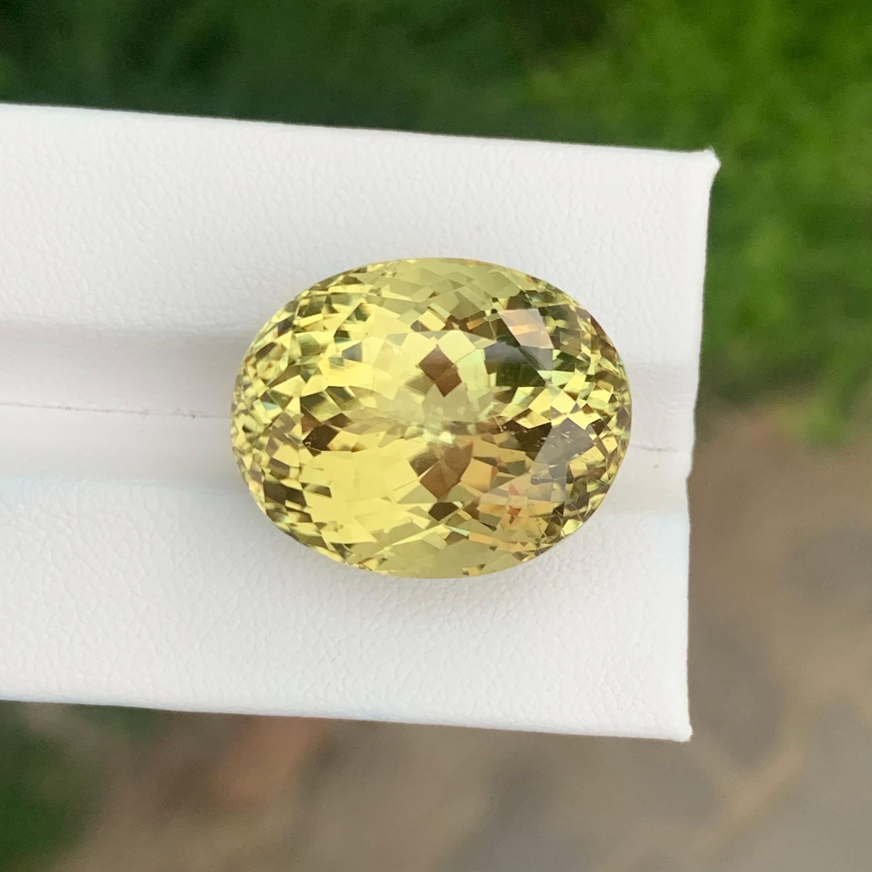 37.70 Carat Natural Loose Yellow Kunzite Oval Shape Gemstone For Sale 3