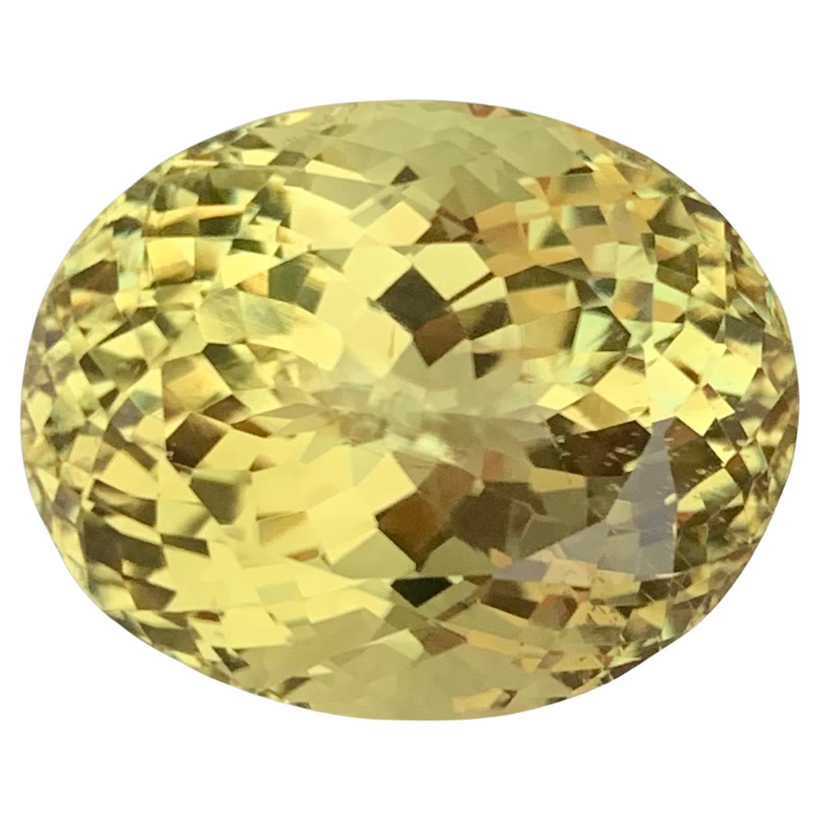 37.70 Carat Natural Loose Yellow Kunzite Oval Shape Gemstone For Sale