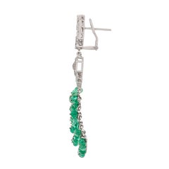 37.71 Carat Emerald Melon Beads and Diamond 18kt White Gold Earrings