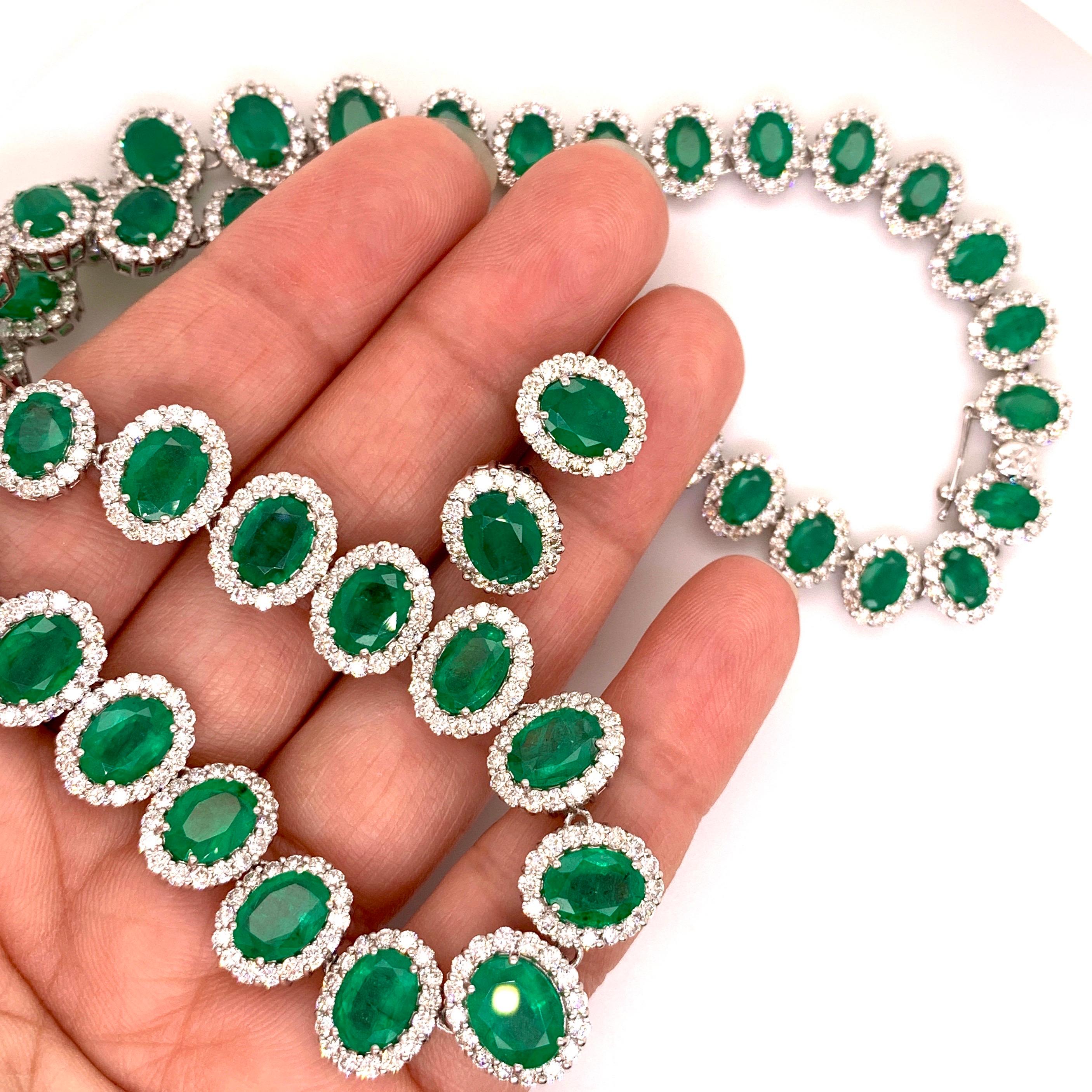 37.73 Carat Emerald Necklace Earrings Set 1