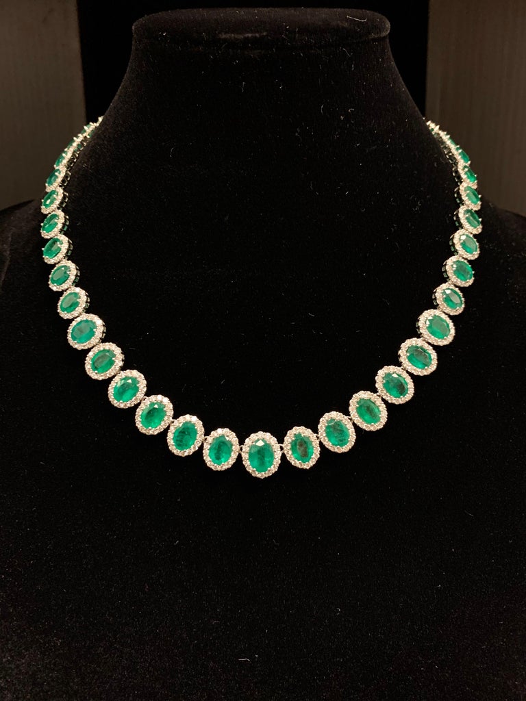 37.73 Carat Emerald Necklace Earrings Set at 1stDibs
