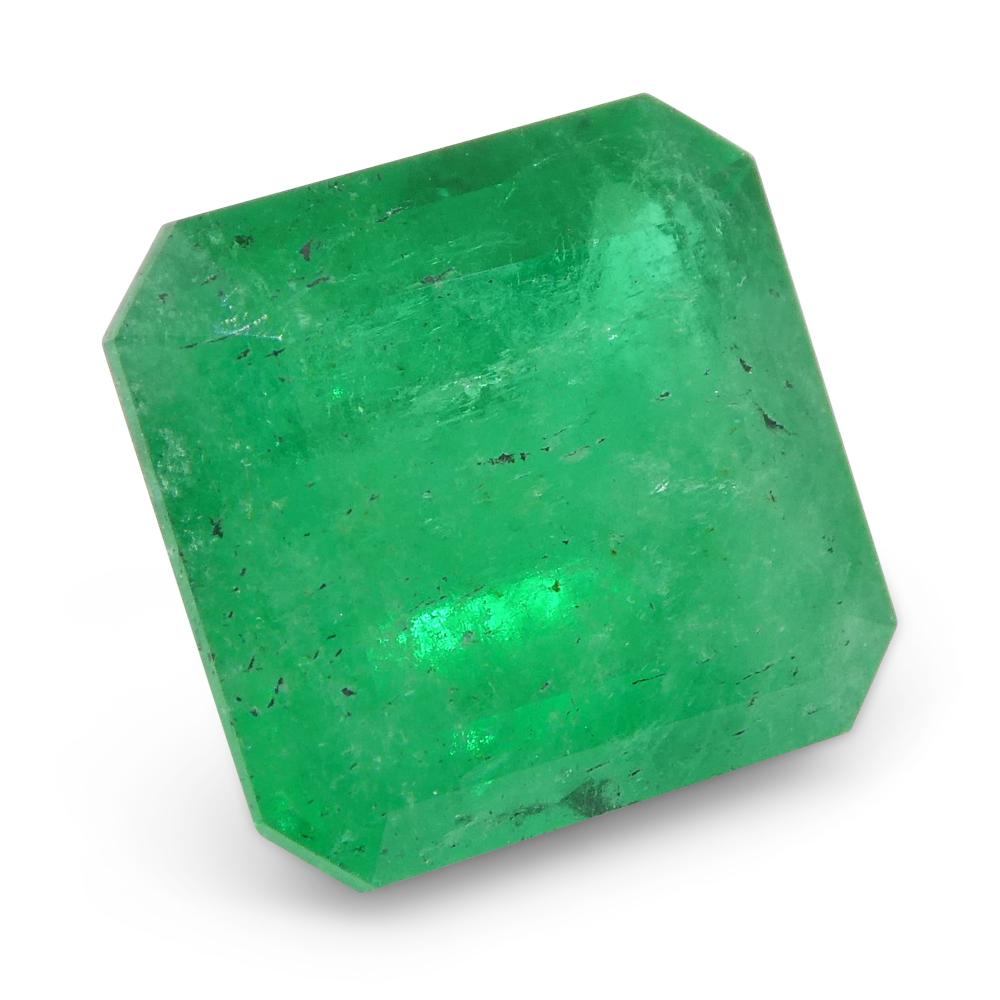 Women's or Men's 3.77ct Square Green Emerald from Colombia For Sale