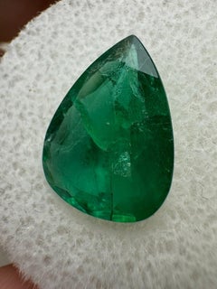 3.78 Carat 14x10 Deep Green Zambian Emerald - Pear-Cut May Birthstone Gem