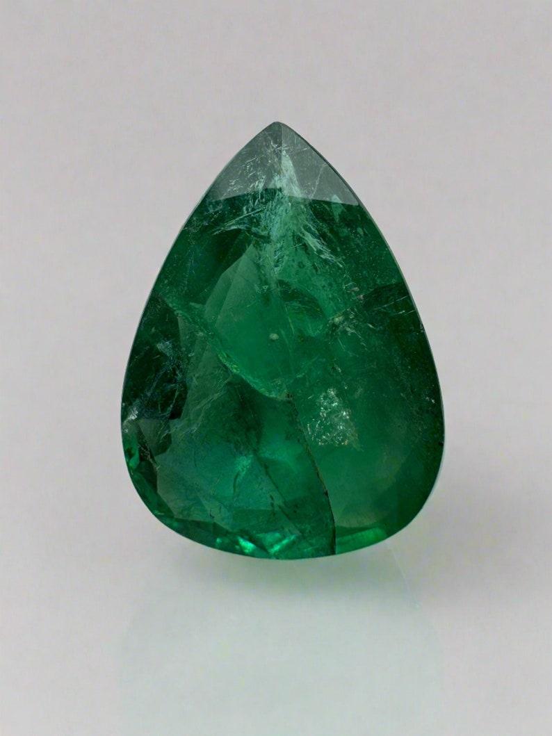 3,78 Quilates 14x10 Esmeralda de Zambia Verde Profundo - Gema Natal de Mayo Talla Pera