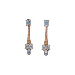 3.78 Carat Aquamarine & Diamonds Earrings in 18k Gold