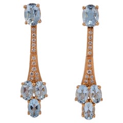3.78 Carat Aquamarine & Diamonds Earrings in 18k Gold