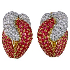 3,78 Karat Burma-Rubin und Diamant-Ohrringe aus 18 Karat Weißgold