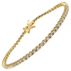 3.78 Carat Yellow Gold Diamond Tennis Bracelet