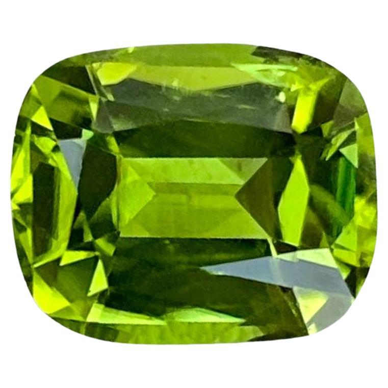 3.78 carats Green Peridot Stone Cushion Cut Natural Pakistani Gemstone