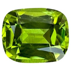 3.78 carats Green Peridot Stone Cushion Cut Natural Pakistani Gemstone