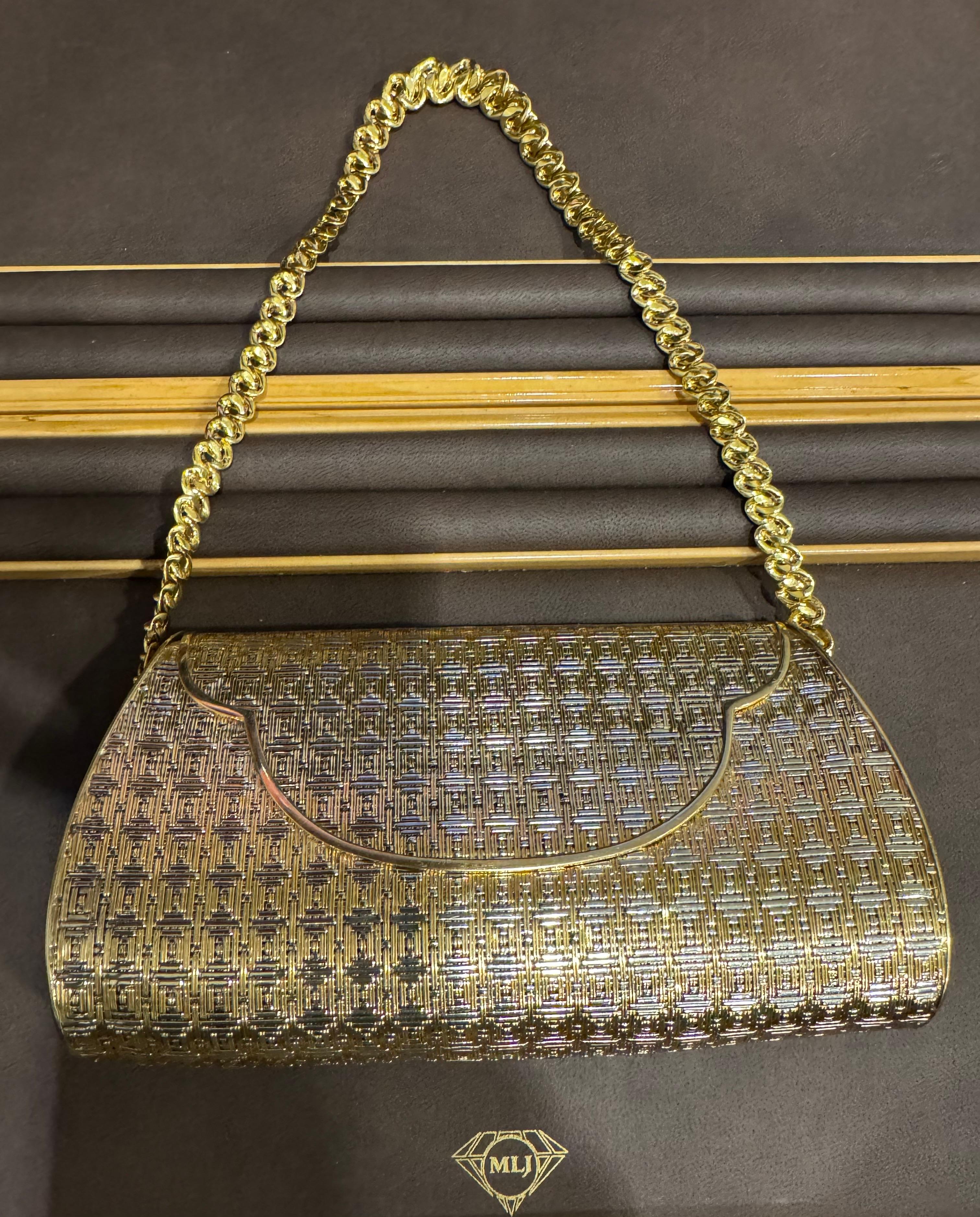  378 Gm of 18 Karat Yellow Gold Mesh Clutch Handbag with Shoulder Chain, Vintage 6
