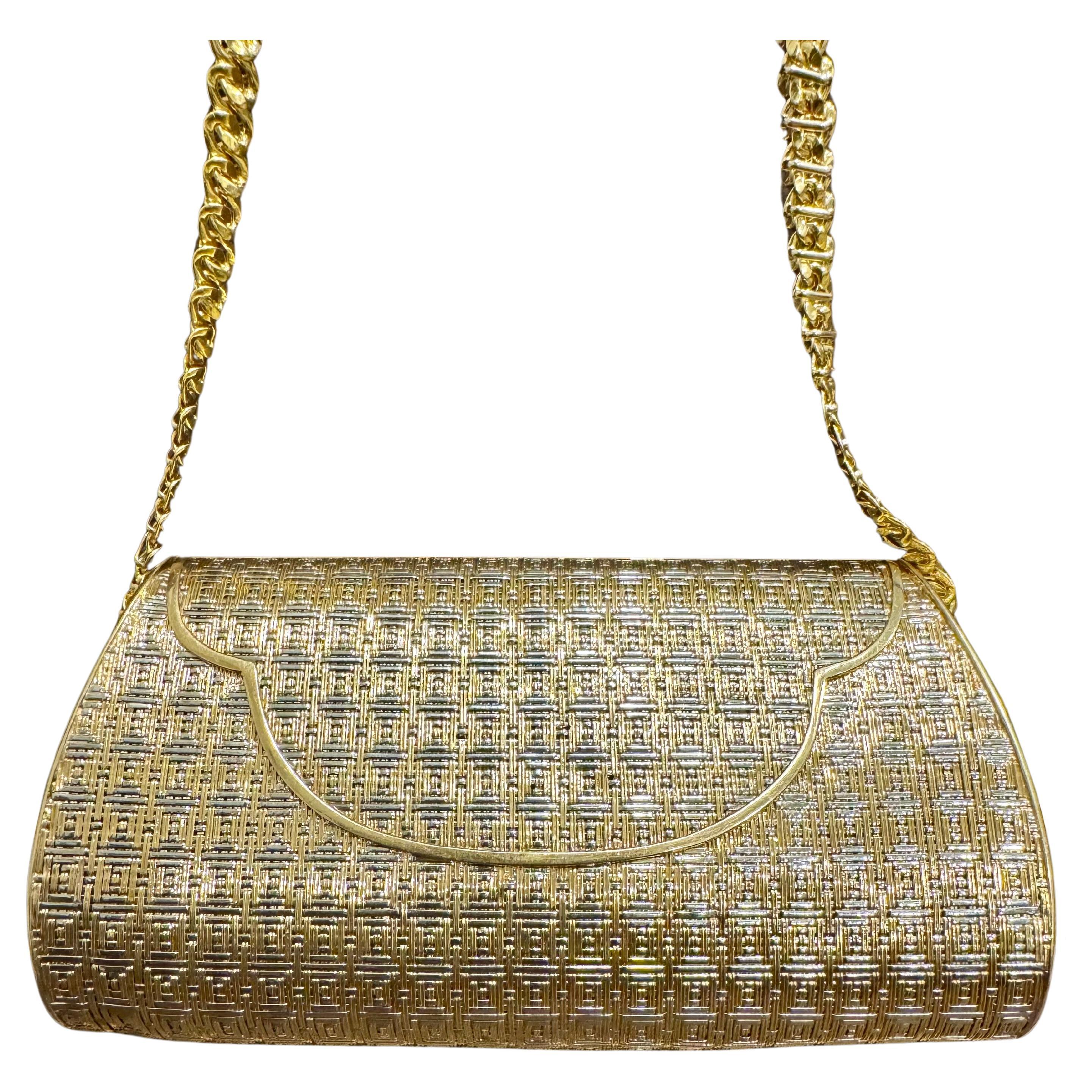 STUNNING AND RARE! 
This exquisite Vintage Clutch Purse from the 1960s was designed with a soft textured woven style,  
Meticulously crafted 18 karat yellow gold mesh clutch. A former First Lady had one custom made with diamonds! VCA is known