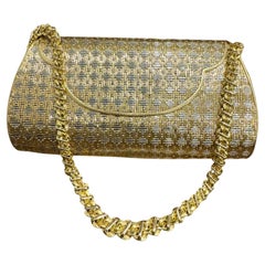  378 Gm of 18 Karat Yellow Gold Mesh Clutch Handbag with Shoulder Chain, Retro