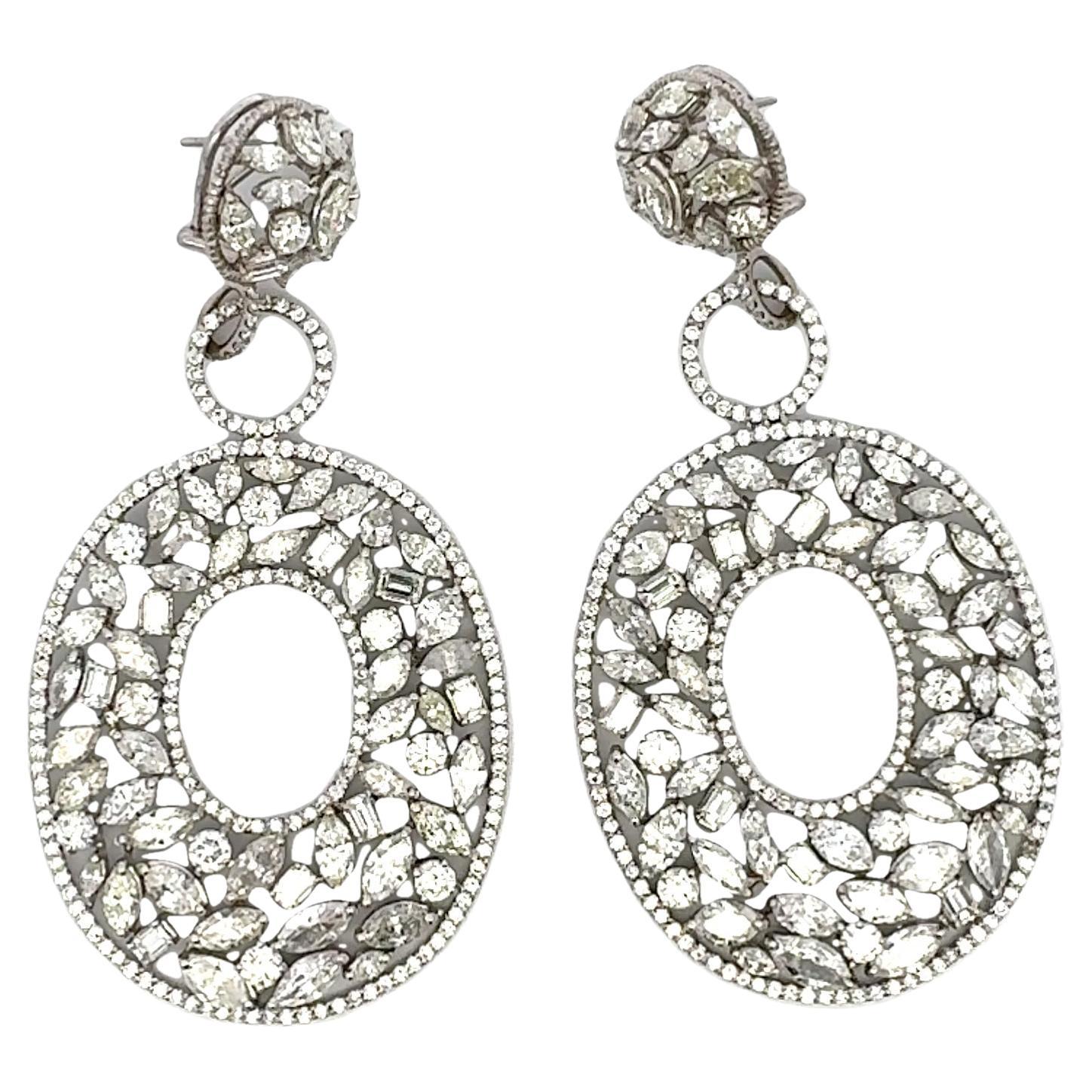37.82 Carat Diamond 18 Karat White Gold Dangling Earrings