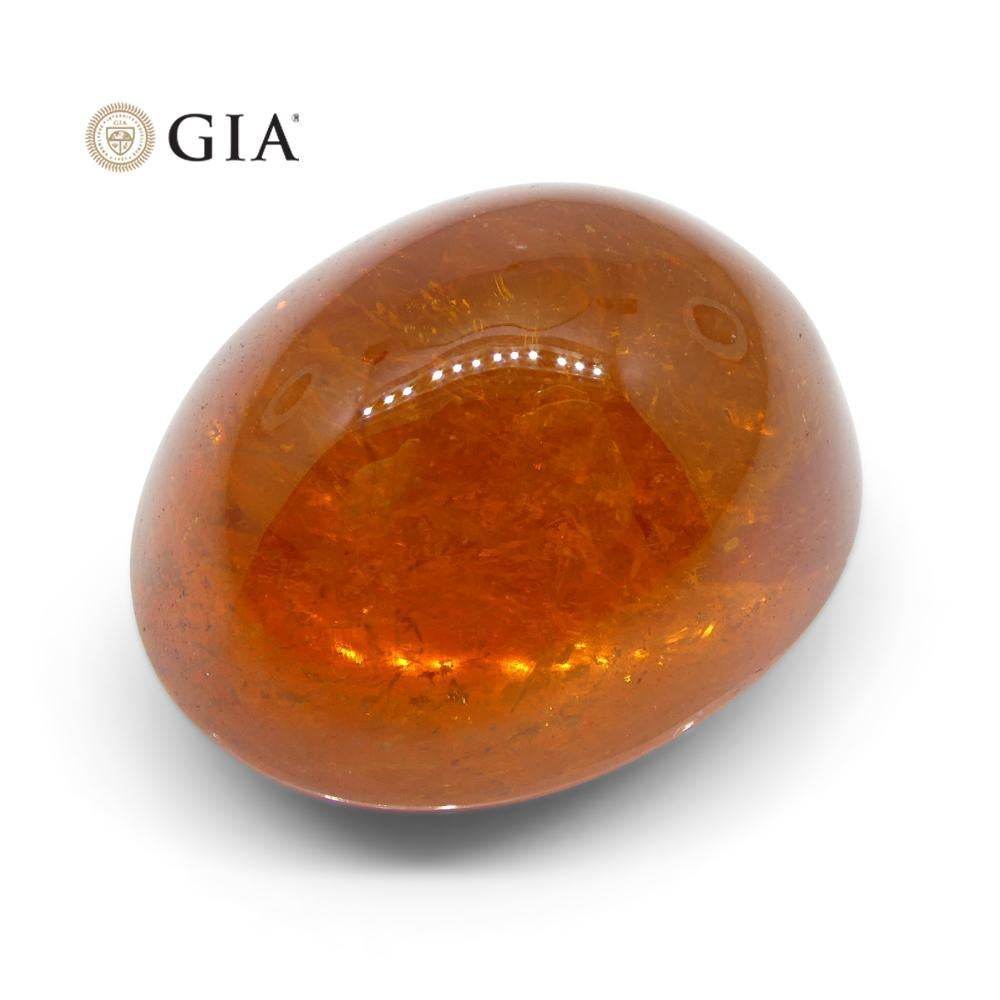 Women's or Men's 37.87ct Vivid Mandarin Orange Spessartine / Spessartite Garnet Oval Cabochon For Sale