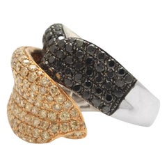 3.78Ct Natural Black & Yellow Diamond 18K Solid White Gold Ring