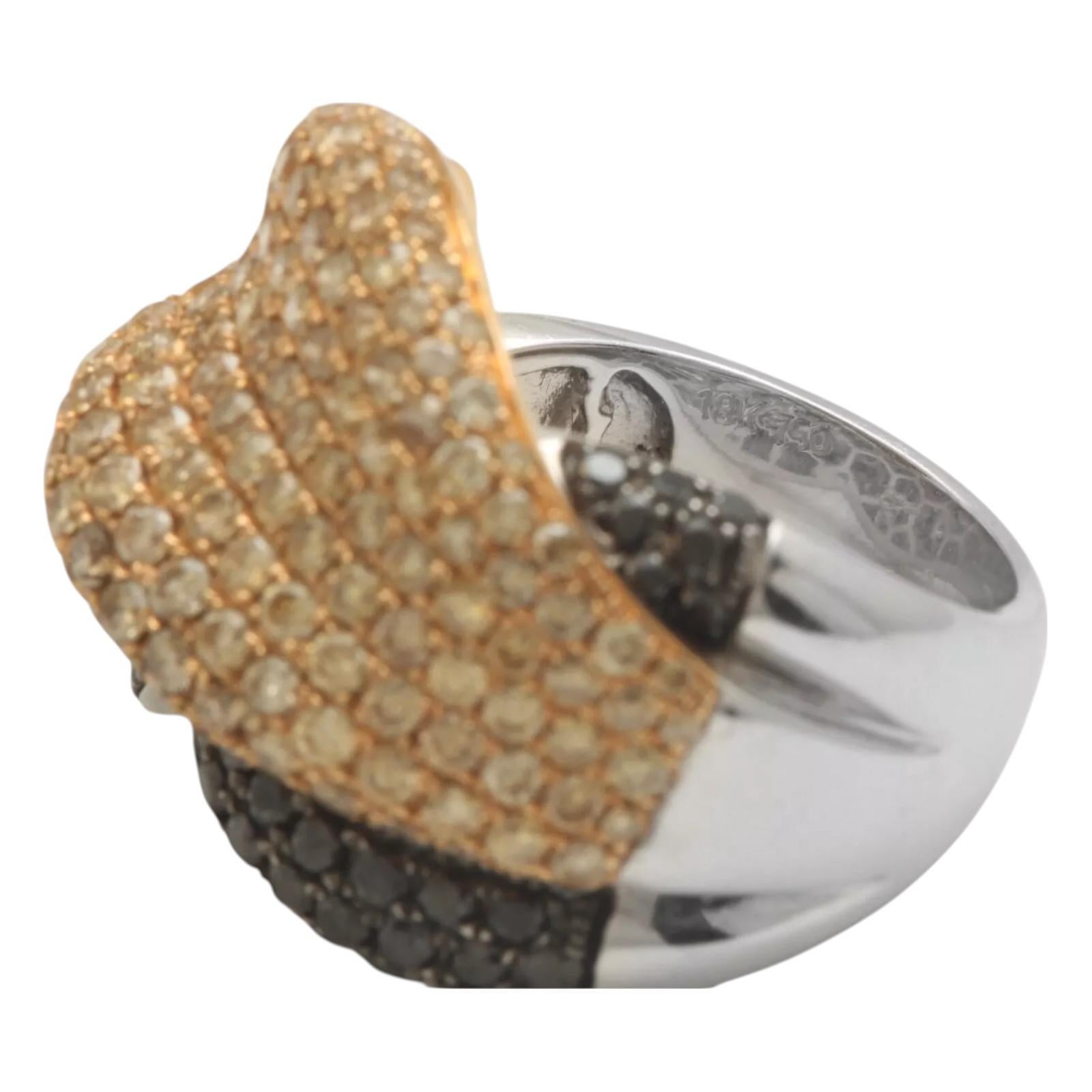 Men's 3.78Ct Natural Black & Yellow Diamond 18K Solid White Gold Ring For Sale