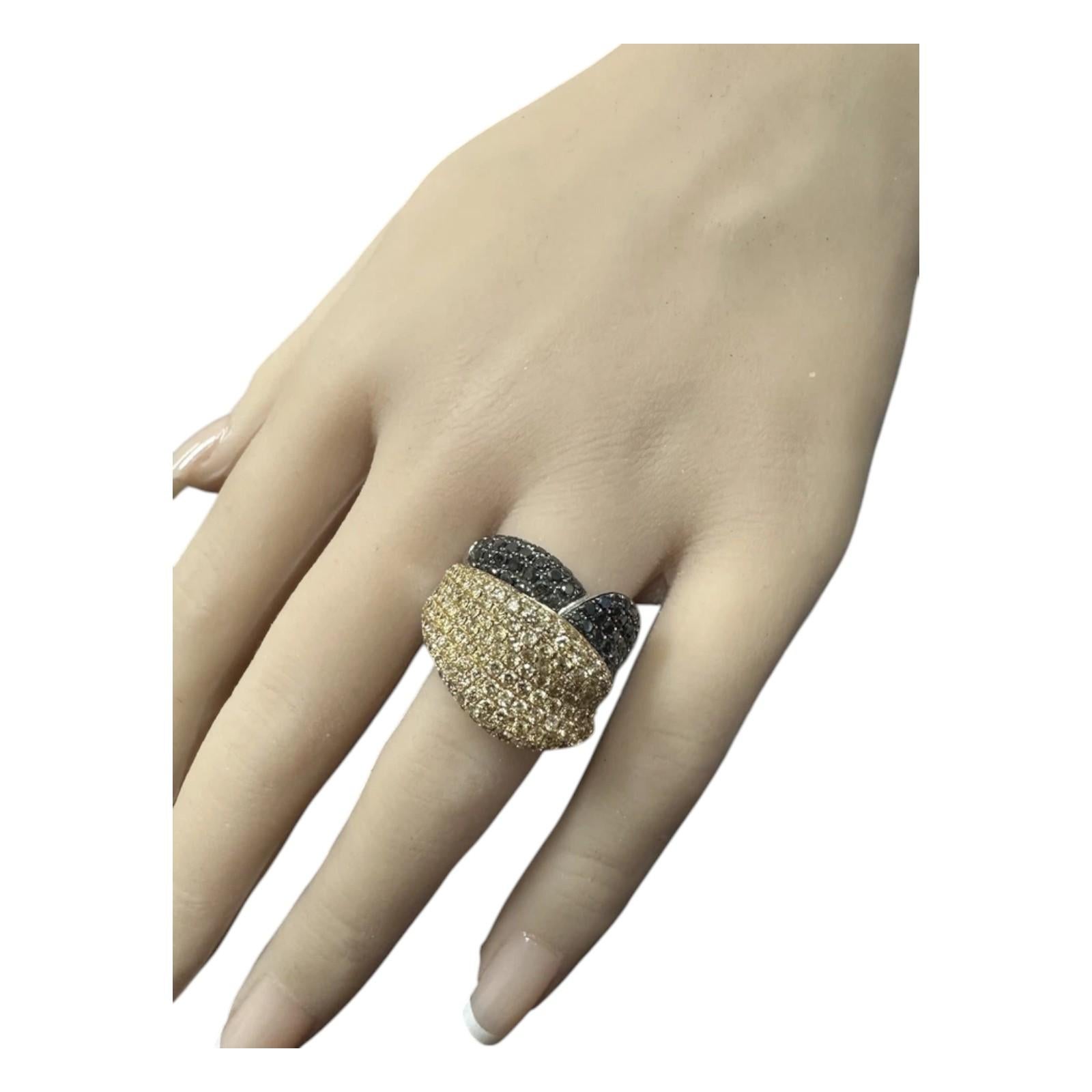 3.78Ct Natural Black & Yellow Diamond 18K Solid White Gold Ring For Sale 1